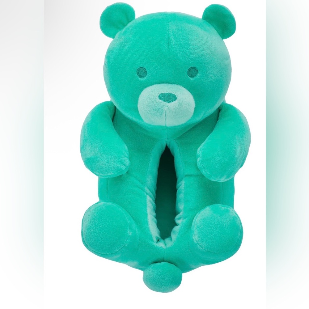 Plush Gummy Bear Kids Slippers - Teal NWT